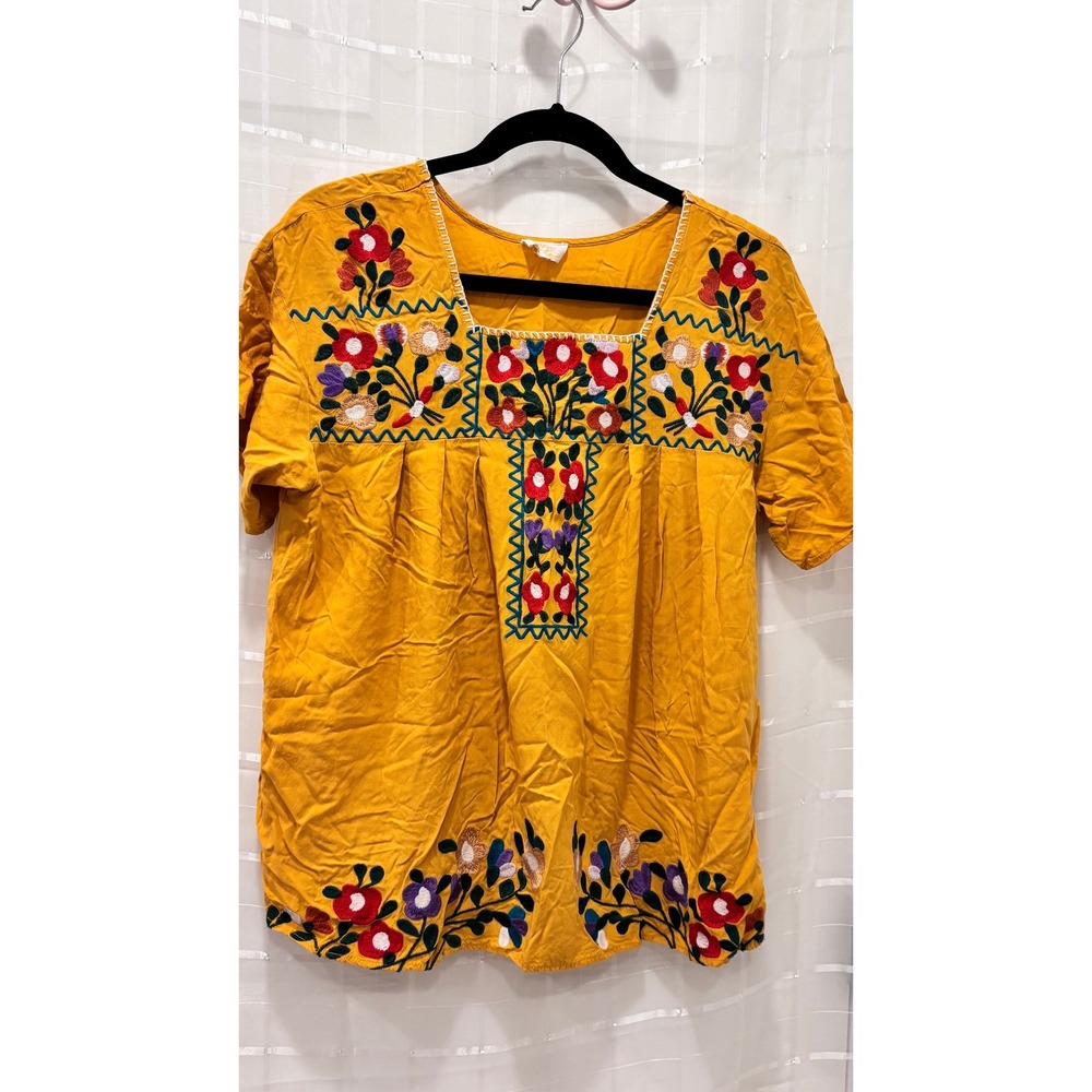 Embroidered Mustard Yellow Women's Top